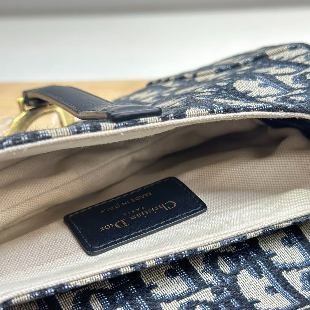 Dior Navy Blue Oblique Mini Saddle Shoulder Bag - Picture 7 of 7